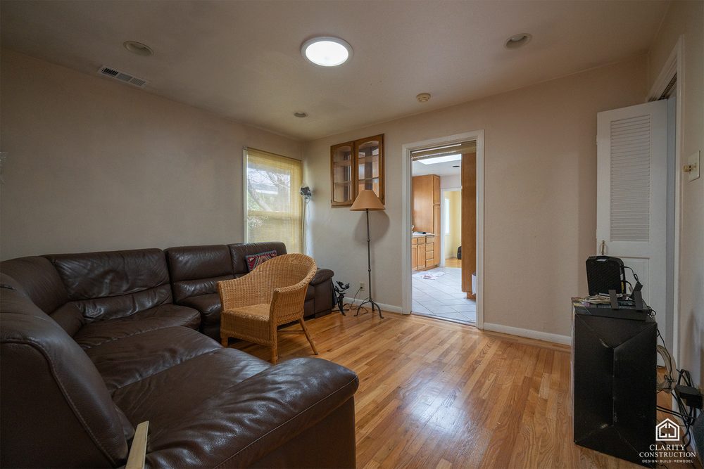 The original living room before the walls came out