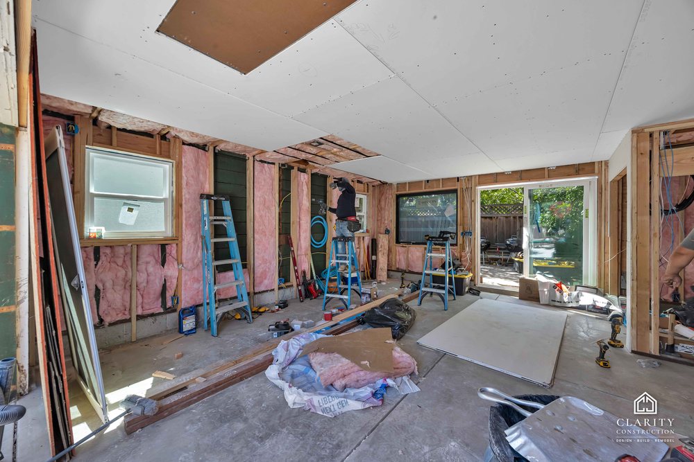 In progress: insulation and drywall at the San Jose garage conversion