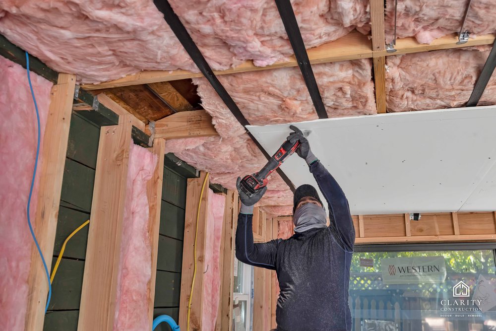 In progress: insulation and drywall at the San Jose garage conversion