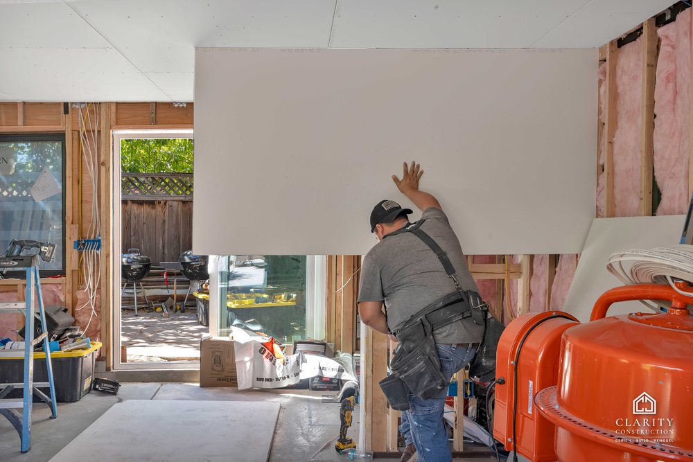 In progress: insulation and drywall at the San Jose garage conversion