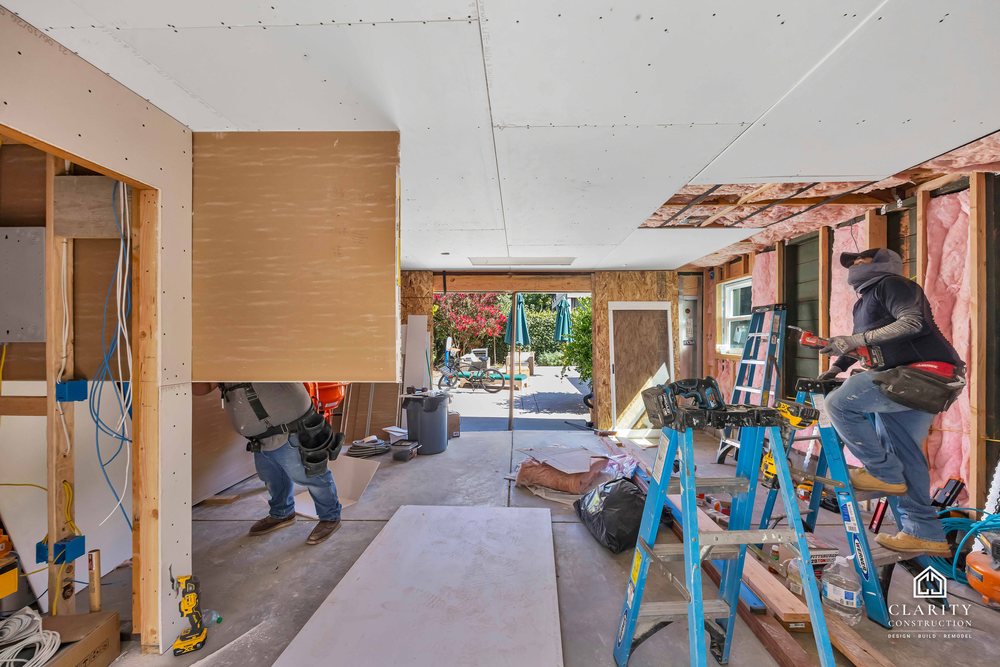 In progress: insulation and drywall at the San Jose garage conversion
