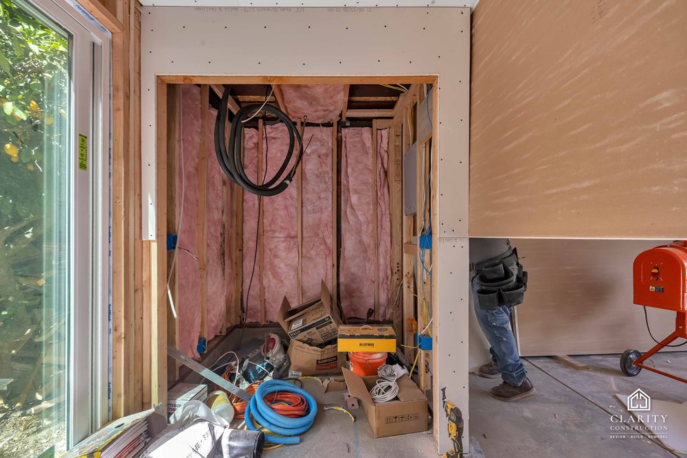 In progress: insulation and drywall at the San Jose garage conversion