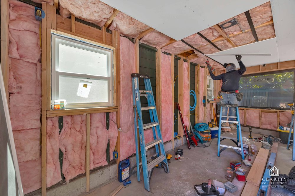 In progress: insulation and drywall at the San Jose garage conversion