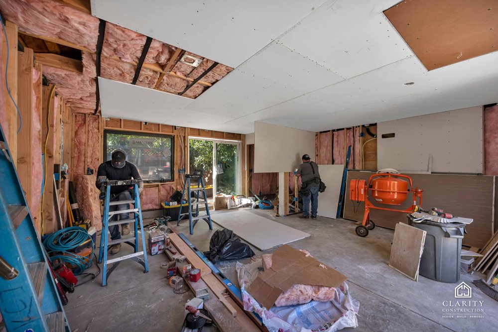 In progress: insulation and drywall at the San Jose garage conversion