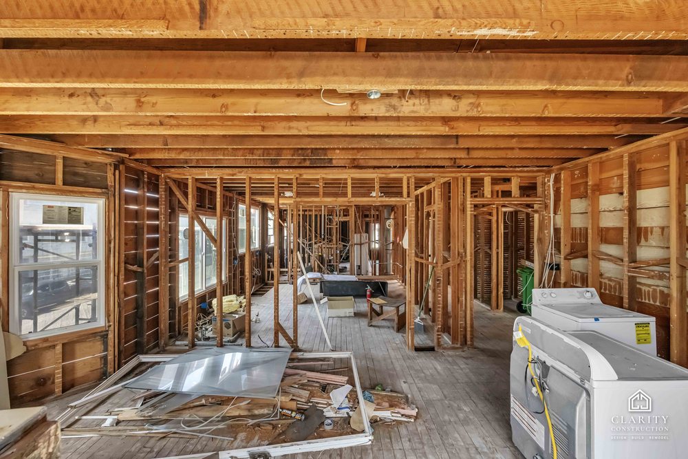 In progress: framing on the second visit at the San Francisco whole building renovation