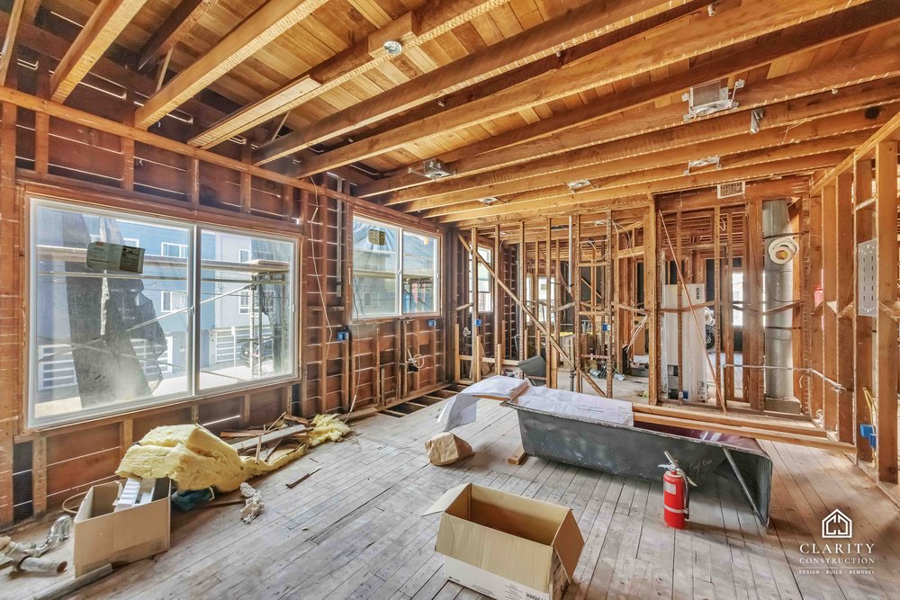 In progress: framing on the second visit at the San Francisco whole building renovation