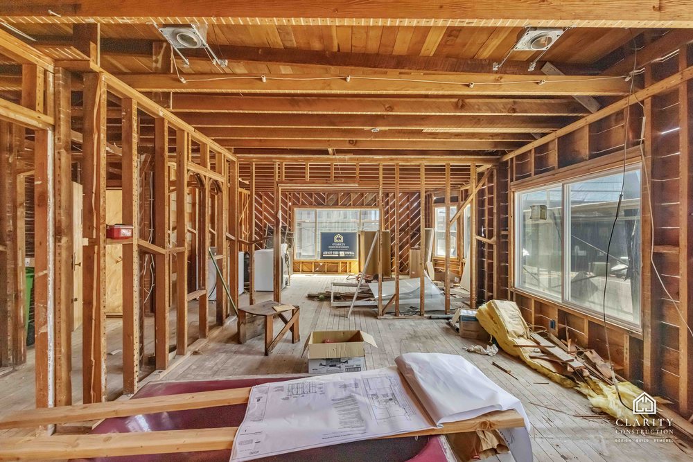 In progress: framing on the second visit at the San Francisco whole building renovation