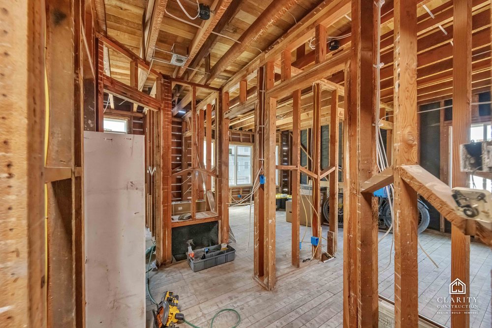 In progress: framing on the second visit at the San Francisco whole building renovation