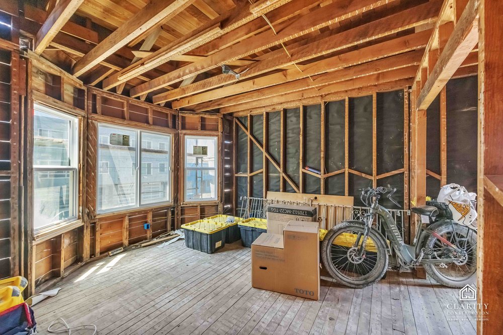 In progress: framing on the second visit at the San Francisco whole building renovation