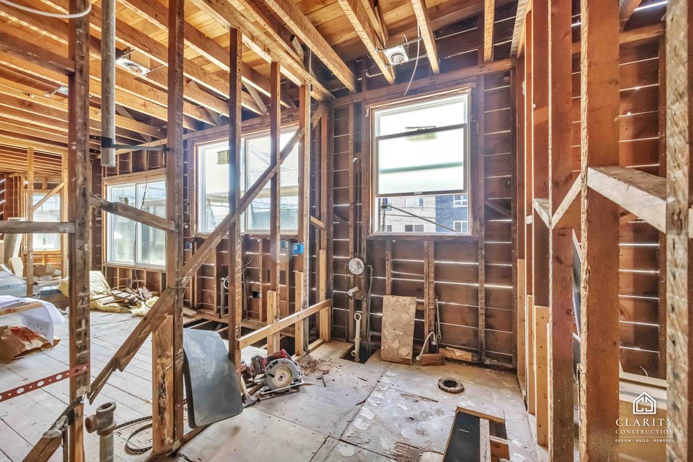 In progress: framing on the second visit at the San Francisco whole building renovation