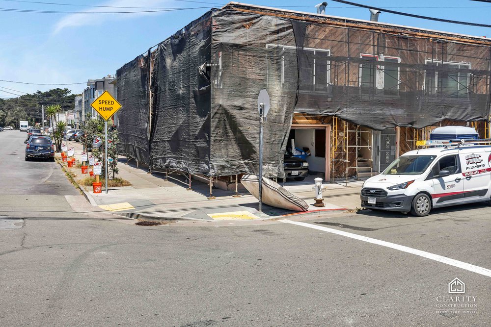 In progress: framing on the second visit at the San Francisco whole building renovation